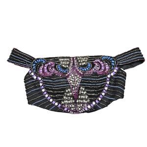 RACHEL ALLAN BEADED DANCE / PAGEANT COSTUME TOP – BLACK MULTICOLOR – SIZE 8